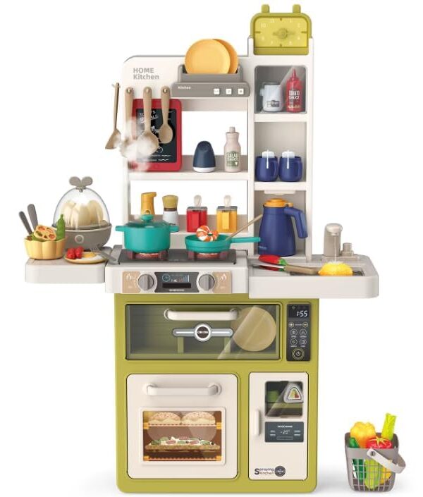 Spray Kitchen Play Set for Kids with Real Steam Effect, 63 PCS