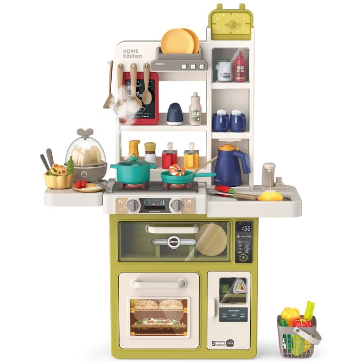 Spray Kitchen Play Set for Kids with Real Steam Effect, 63 PCS