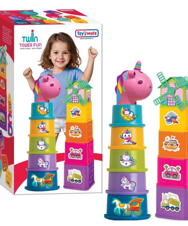 Twin Tower Fun 3-in-1 Stacking & Sorting Toy for Toddlers