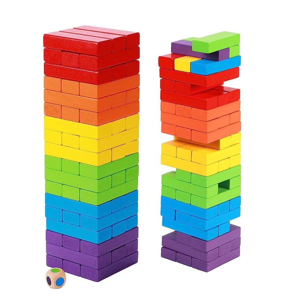 54 Pcs Colourful Wooden Blocks