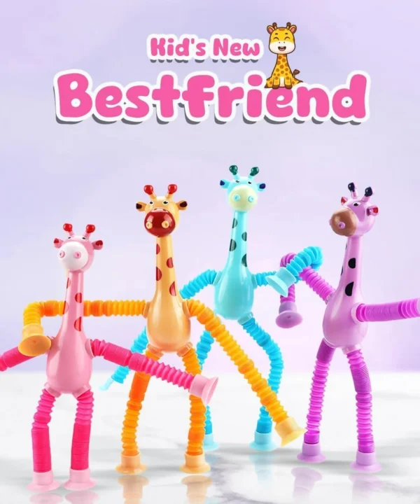 Telescopic Suction Cup Pop-Tube Giraffe Stress Relief Toy