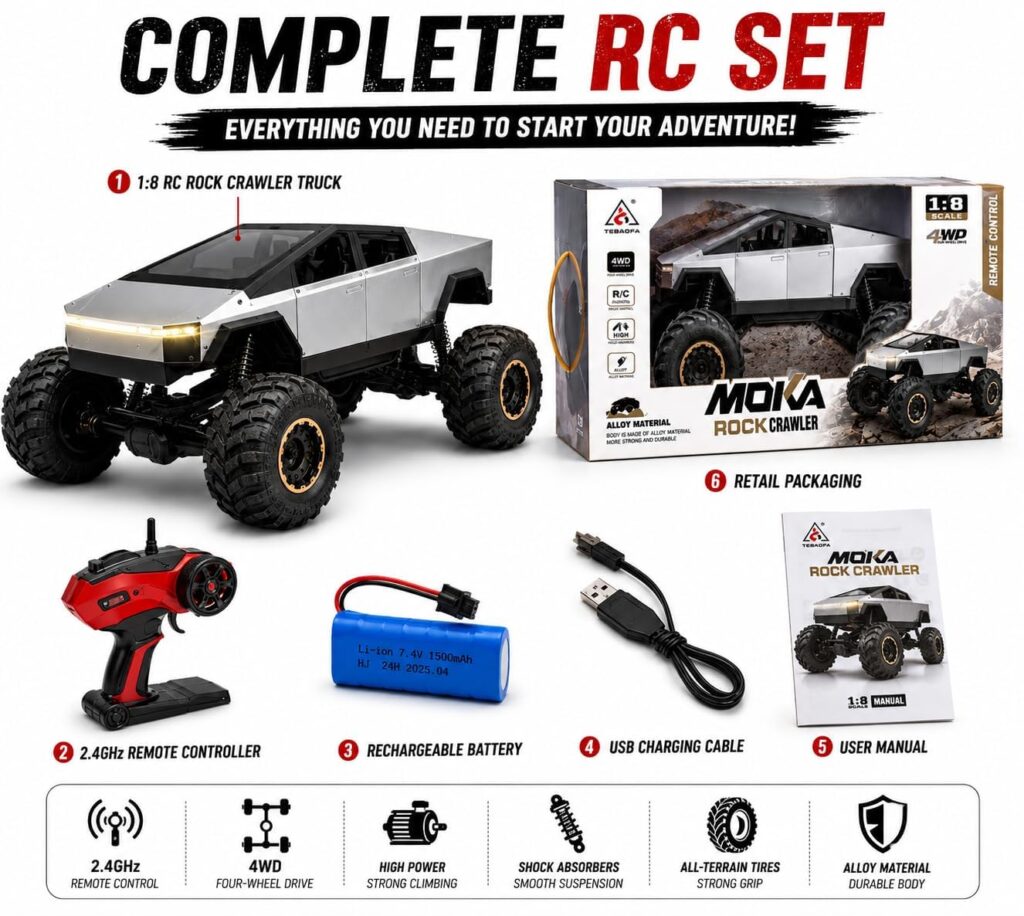 High-Speed Cybertruck RC Car for Kids 1:8 Scale