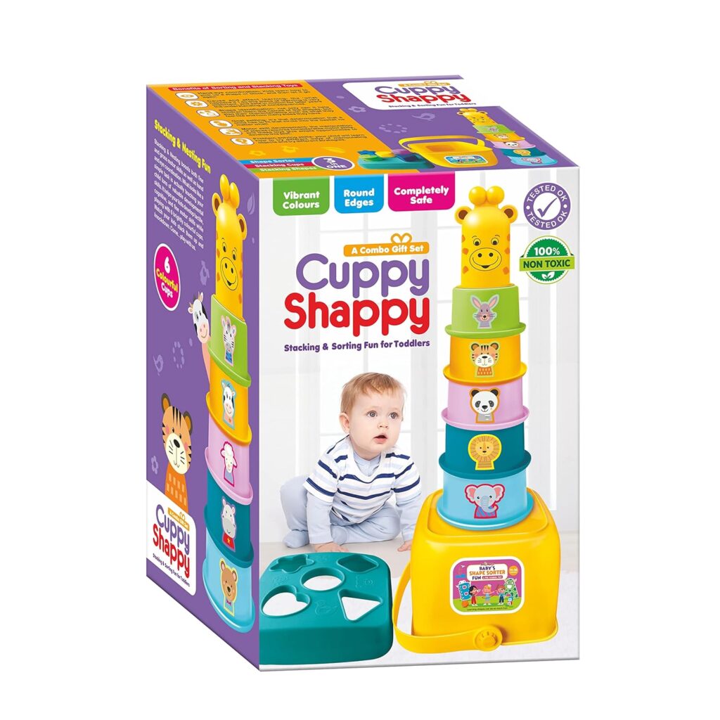 Cuppy Shappy 3-in-1 Stacking Cups & Shape Sorter Toy for Toddlers