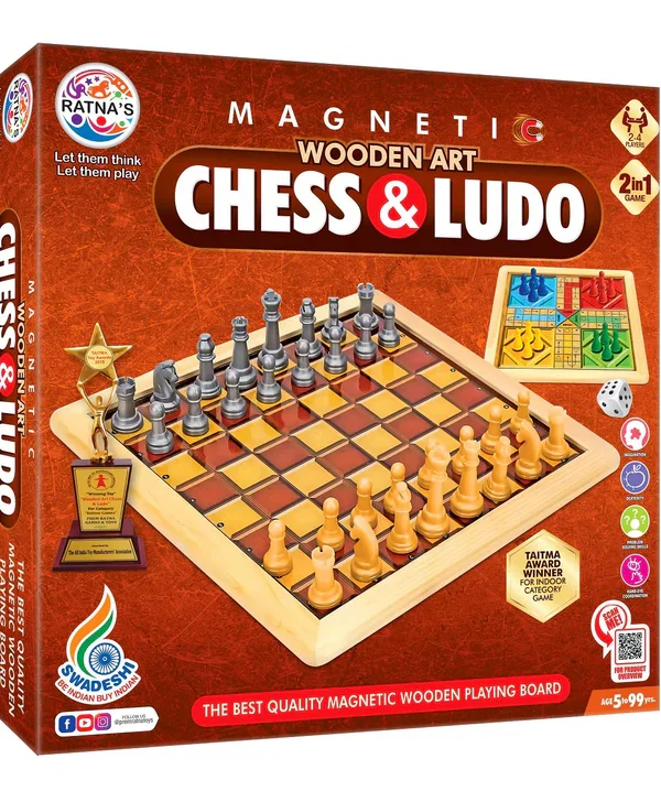 Magnetic Wooden Art Chess and Ludo