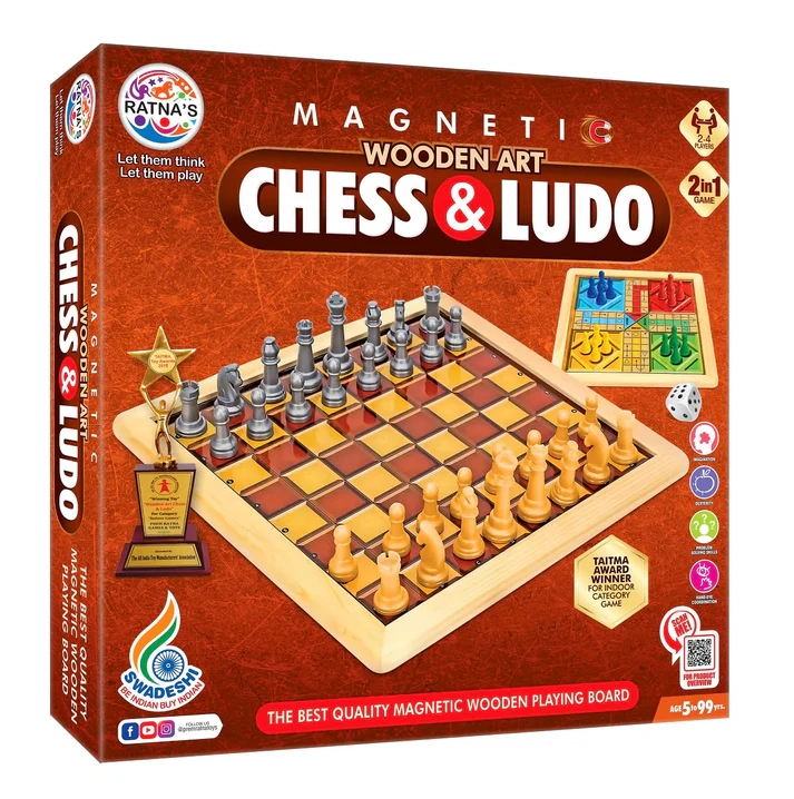 Magnetic Wooden Art Chess and Ludo