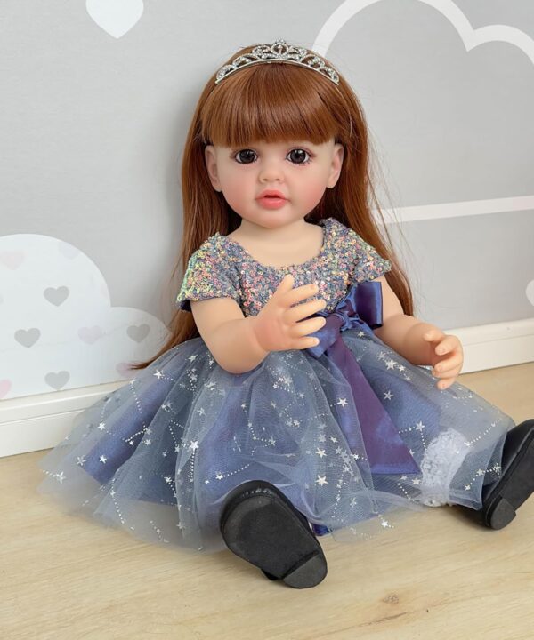 22 Inches Real Baby Size Long Hair So Truly Reborn Baby Doll Crafted in Full Body Vinyl Realistic Newborn Princess Toddler Dolls Washable for Girl