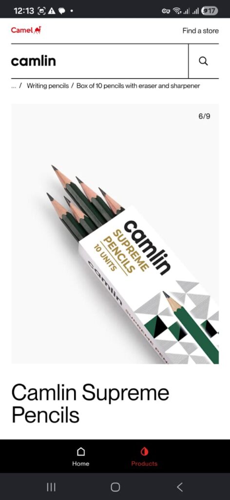 Camlin Supreme Pencils Box of 10 pencils with Eraser and Sharpener
