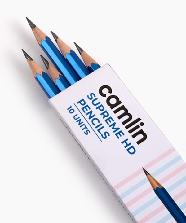 Camlin Supreme HD Pencils Box of 10 pencils with Eraser and Long Point Sharpener