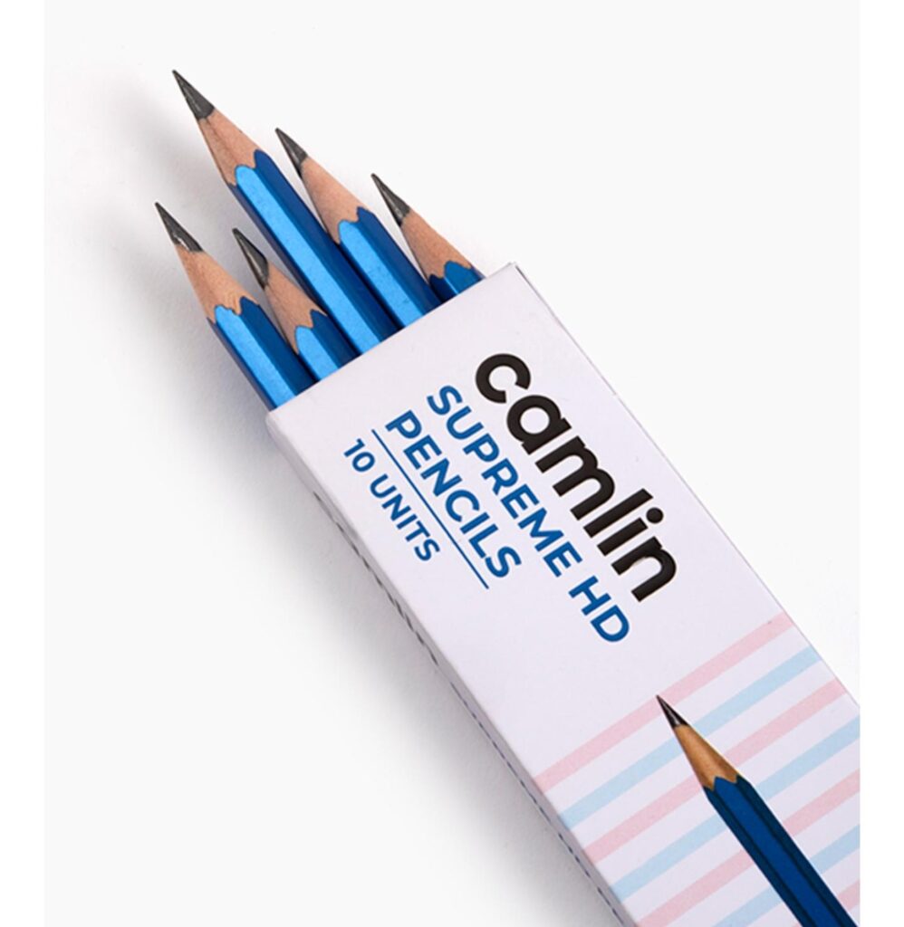 Camlin Supreme HD Pencils Box of 10 pencils with Eraser and Long Point Sharpener