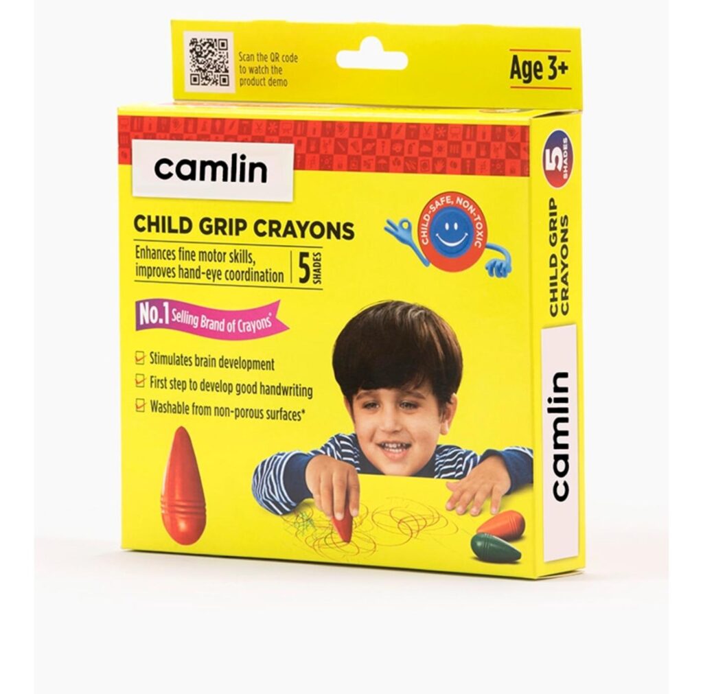 Camlin  Child  Grip  Crayons  Assorted  pack  of  5  shades