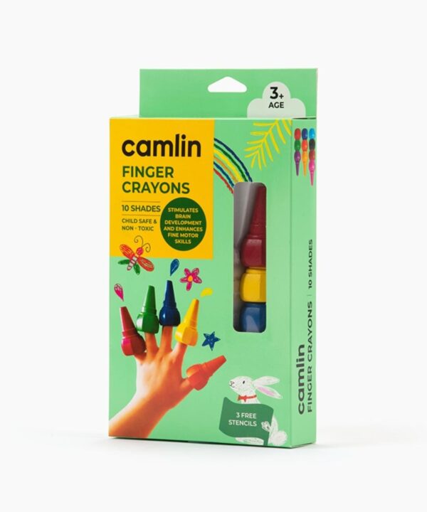 Camlin  Finger  Crayons  Assorted  pack  of  10  shades  with  Stencils