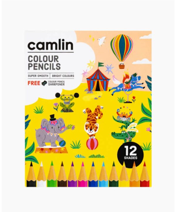 Camlin  Colour  Pencils  Assorted  pack  of  12  shades  with  Sharpener,  Half  size