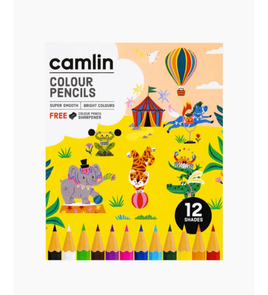 Camlin  Colour  Pencils  Assorted  pack  of  12  shades  with  Sharpener,  Half  size
