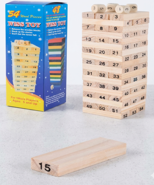 Building Blocks Puzzle Game 54 Pcs Challenging 4pcs Dice Wooden Blocks